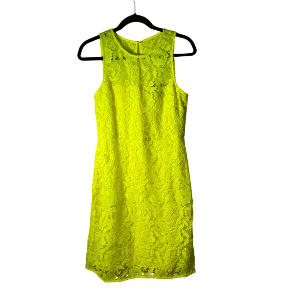 JCrew Collection Neon Yellow Lace Dress